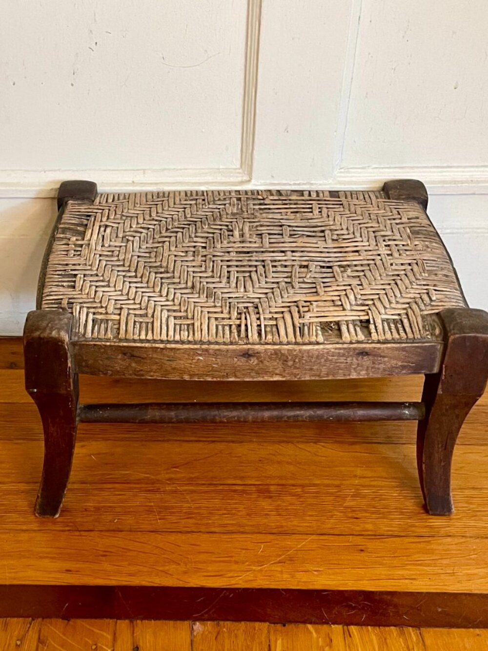 Antique Woven Footstool French Country Cottagecore